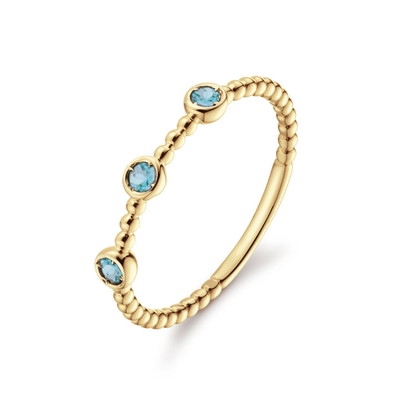 Jackie Gold Triple London Blue Topaz prsten 